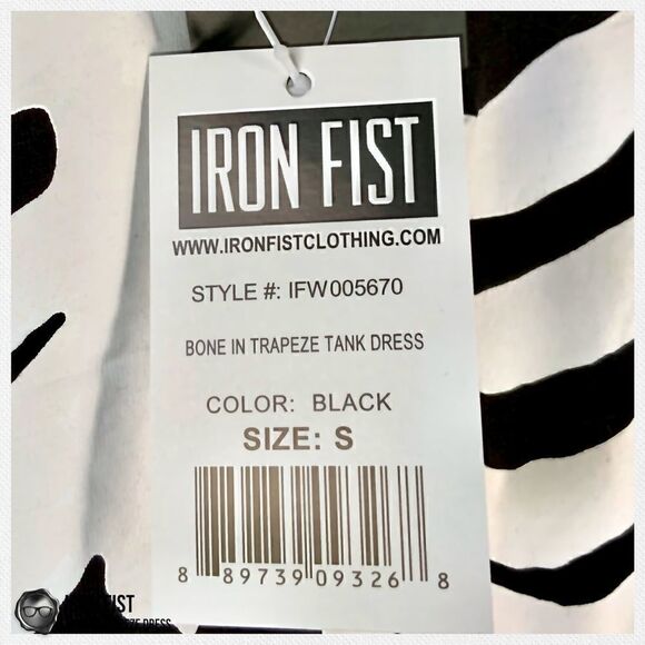 DOLLS KILL /IRON FIST BONE IN TRAPEZE TANK DRESS BLACK WHITE SKELETON BONES NWT - Picture 8 of 15